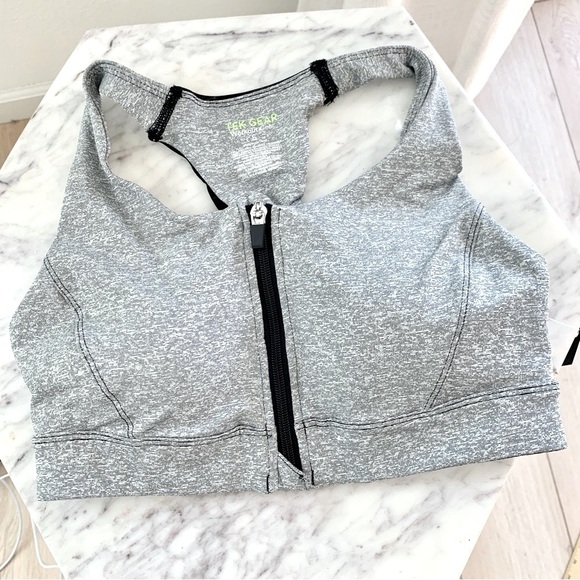 TEK GEAR Front Close Racer Back Sports Bra Heather Grey S - Picture 2 of 8